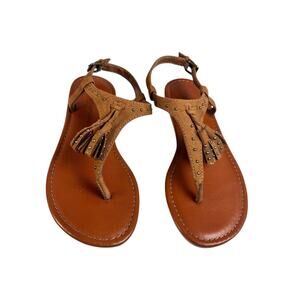 Christian Siriano for Payless Faux Suede T-Strap Sandals Brown Studded Size 5.5